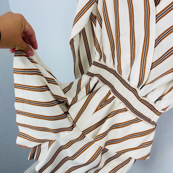 Maje Rayure Leni Striped Peplum Smocked Romper - Picture 4 of 9